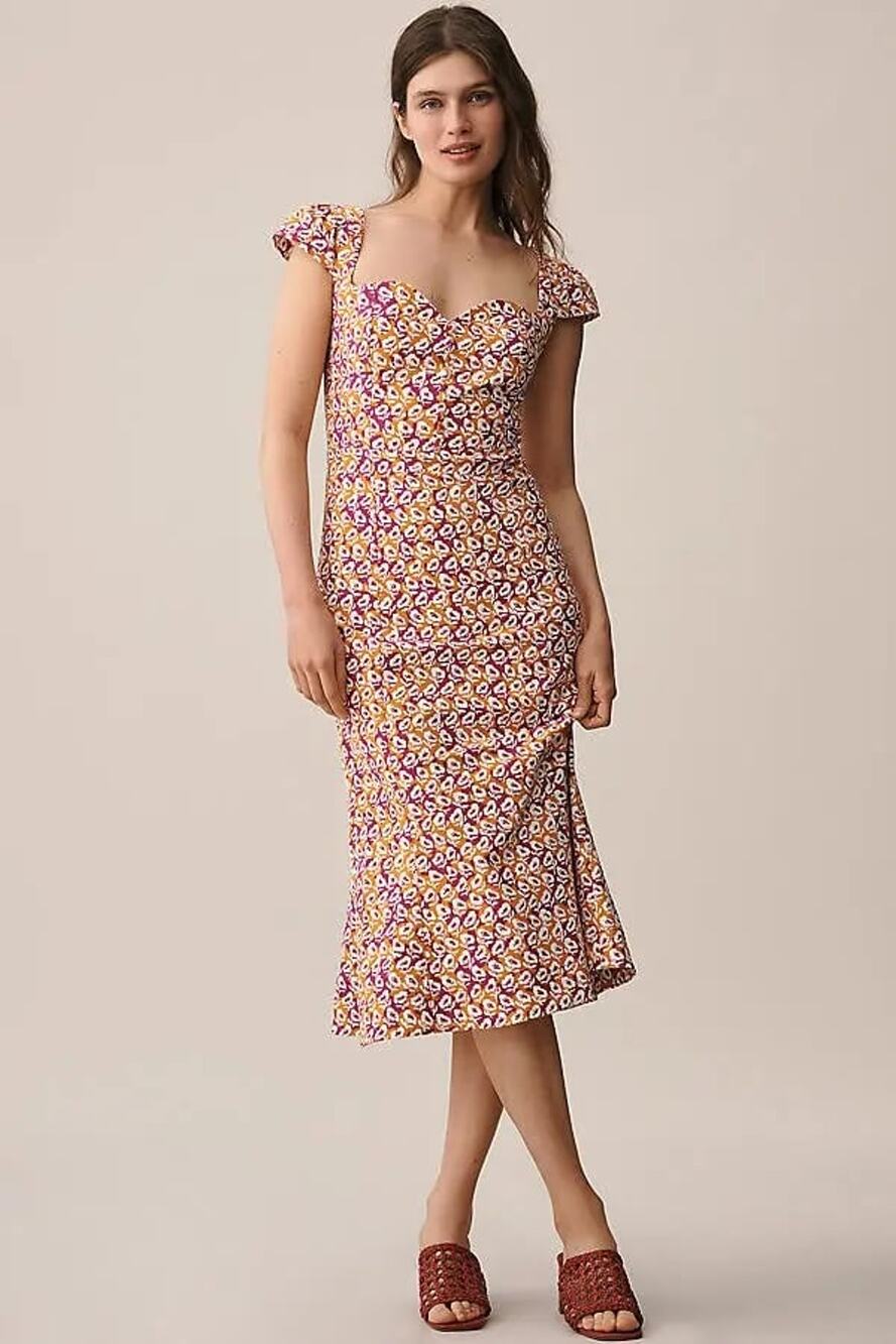 New Anthropologie The Cecily Fit & Flare Sweetheart Dress $170 Medium Purple